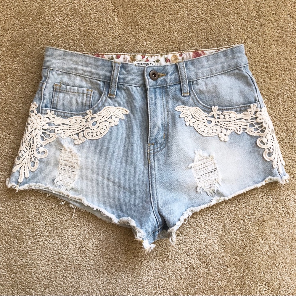 Forever 21 | High Waisted Crochet Short Shorts